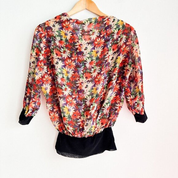 Vintage Jean Paul Gaultier Soleil Sheer Floral Top S - Picture 7 of 8